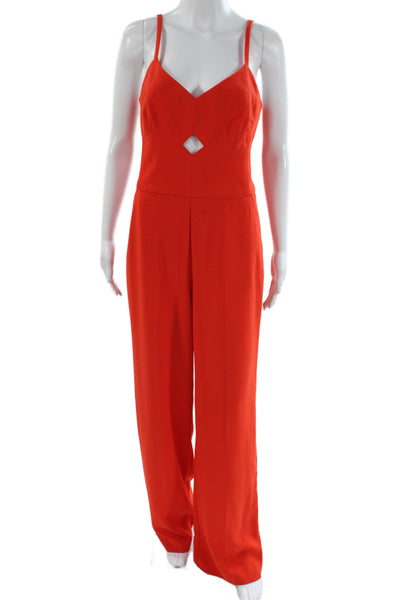 Trina Turk Womens Red V Neck Sleeveless Pant Suit Polyester Size 4