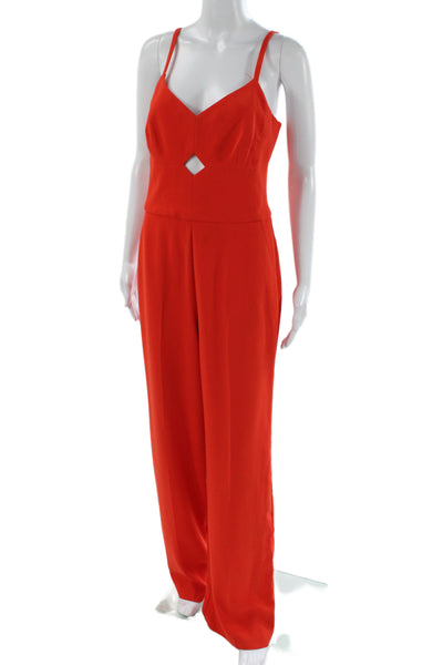 Trina Turk Womens Red V Neck Sleeveless Pant Suit Polyester Size 4