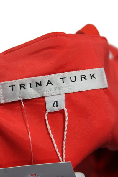 Trina Turk Womens Red V Neck Sleeveless Pant Suit Polyester Size 4