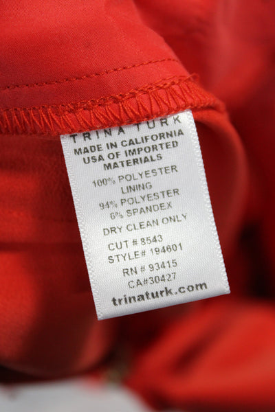 Trina Turk Womens Red V Neck Sleeveless Pant Suit Polyester Size 4