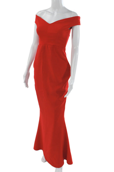 Nookie Women Mermaid Dress Red Off Shoulder Short Sleeve Long Polyester Size S