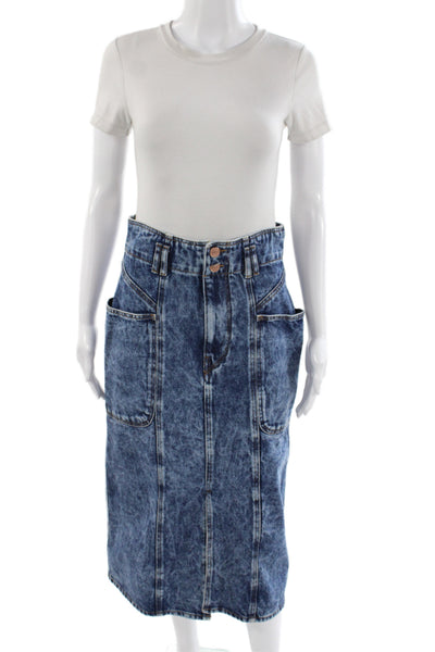 Isabel Marant Etoile Women Straight Pencil Long Blue Cotton Skirt Size 38
