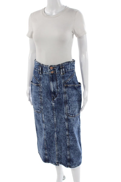 Isabel Marant Etoile Women Straight Pencil Long Blue Cotton Skirt Size 38