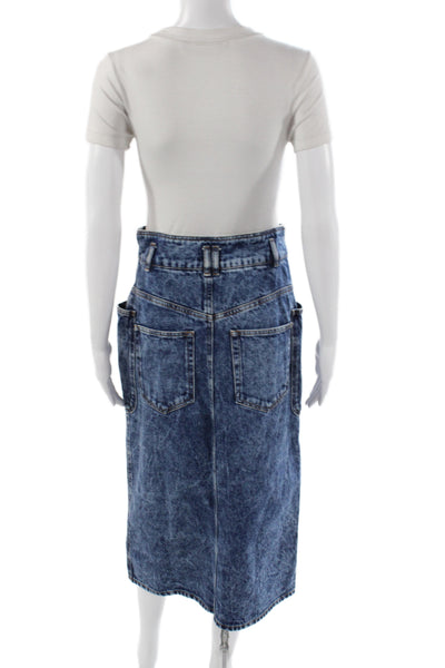 Isabel Marant Etoile Women Straight Pencil Long Blue Cotton Skirt Size 38