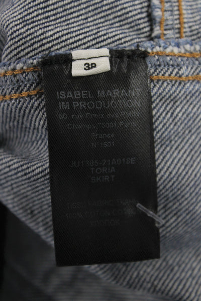 Isabel Marant Etoile Women Straight Pencil Long Blue Cotton Skirt Size 38