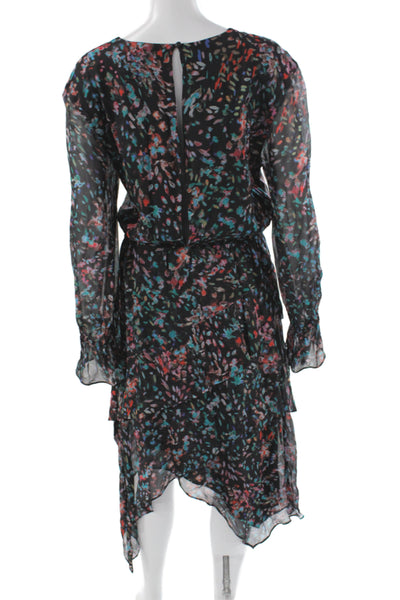 IRO Womens Plus Blouson Maxi Dress Black Floral Viscose Long Sleeve Size 36