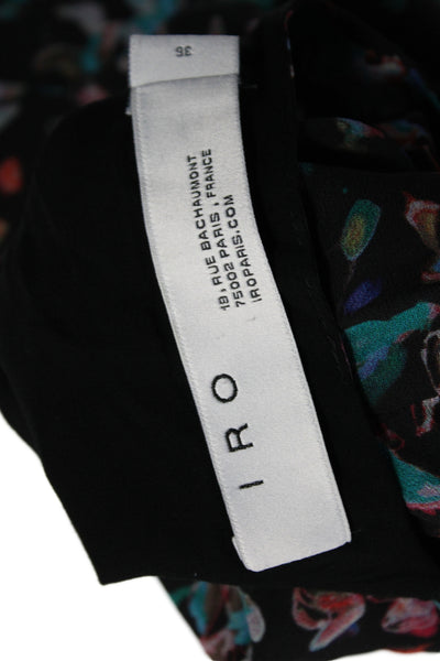 IRO Womens Plus Blouson Maxi Dress Black Floral Viscose Long Sleeve Size 36