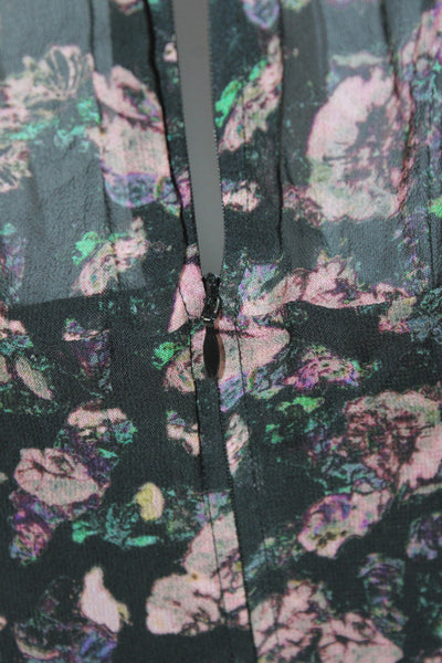 IRO Womens Wrap Dress Black Floral V-Neck Long Sleeve Full Length Size 36