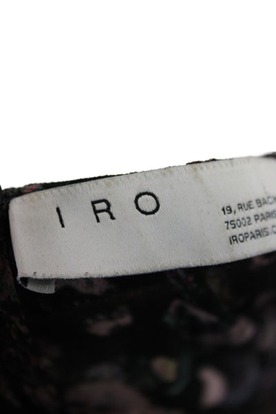 IRO Womens Wrap Dress Black Floral V-Neck Long Sleeve Full Length Size 36