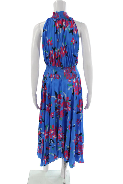 A.L.C. Womens Maxi Halter Floral Dress Blue Sleeveless Polyester Size 8