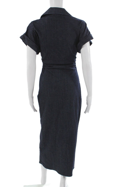 Zara Womens Shirt Dress Blue Collared Short Sleeve Full Length Size S