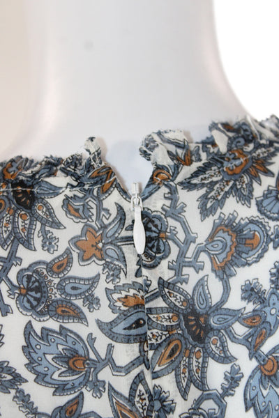 Veronica Beard Womens Tops Silk 3/4 Sleeve Shirt Blue Size 6