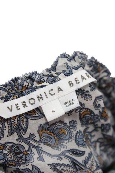 Veronica Beard Womens Tops Silk 3/4 Sleeve Shirt Blue Size 6