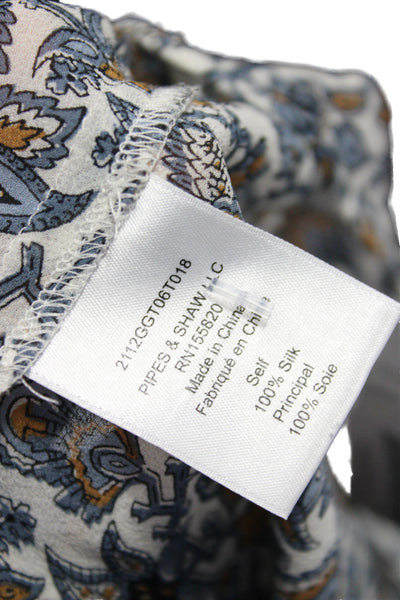 Veronica Beard Womens Tops Silk 3/4 Sleeve Shirt Blue Size 6