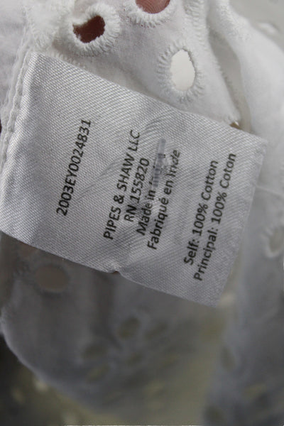 Veronica Beard Women White Cotton Round Neck Short Sleeve Shirt Size 4