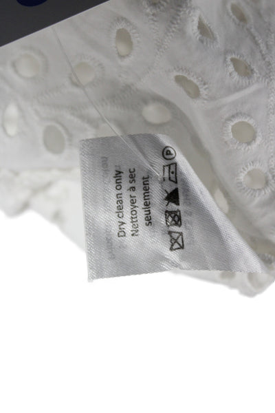 Veronica Beard Women White Cotton Round Neck Short Sleeve Shirt Size 4