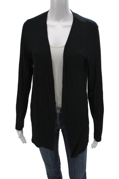 Majestic Filatures Women Black V Neck Cardigan Long Sleeve Viscose Size 4