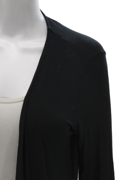 Majestic Filatures Women Black V Neck Cardigan Long Sleeve Viscose Size 4