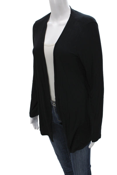 Majestic Filatures Women Black V Neck Cardigan Long Sleeve Viscose Size 4