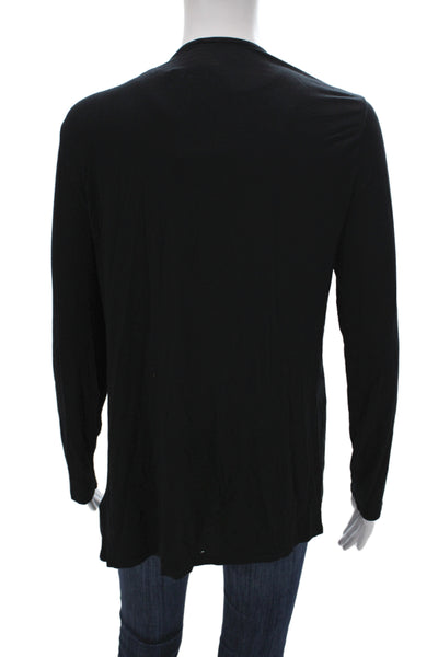Majestic Filatures Women Black V Neck Cardigan Long Sleeve Viscose Size 4