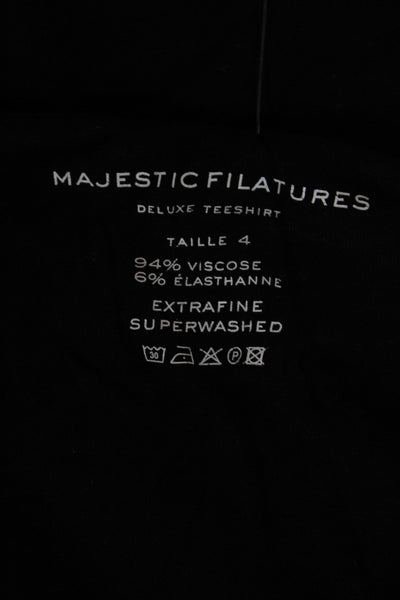 Majestic Filatures Women Black V Neck Cardigan Long Sleeve Viscose Size 4