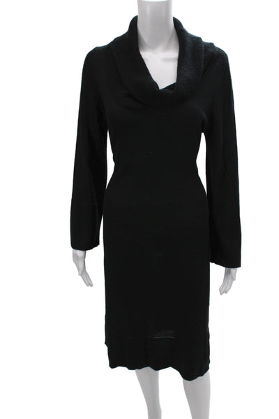 Saks Fifth Avenue Womens Sweater Dress Black Cowl Neck Midi Size M