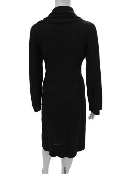 Saks Fifth Avenue Womens Sweater Dress Black Cowl Neck Midi Size M