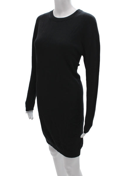 Vince Womens Sweater Dress Black Long Sleeve Crew Neck Knee Length Size XS