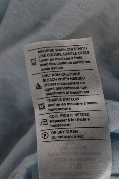 Vince Mens Basic Blue Linen Blend Crew Neck Short Sleeve T-Shirt Size L