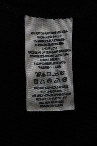 We The Free Women Black Embellished Tee Scoop Neck Long Sleeve Size S