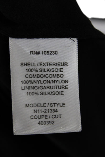 Joie Womens Silk Scoop Neck Short Sleeve Shirt Black Size L