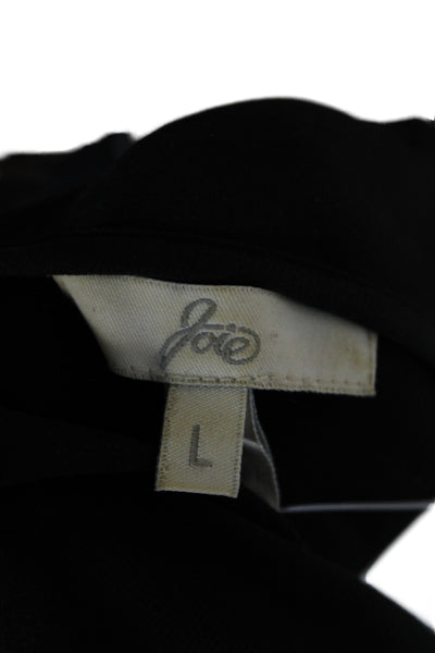 Joie Womens Silk Scoop Neck Short Sleeve Shirt Black Size L