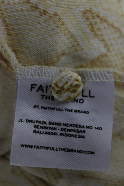 Faithfull The Brand Womens Animal Print V-Neck Rayon Shirt Long Sleeve Size 2