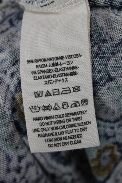 Vince Mens Basic Blue Linen Blend Crew Neck Short Sleeve T-Shirt Size L
