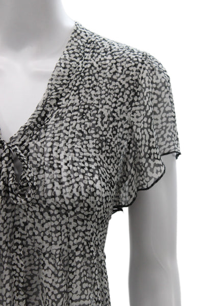 Joie Women Black V-Neck Abstract Short Sleeve Shirt Size S