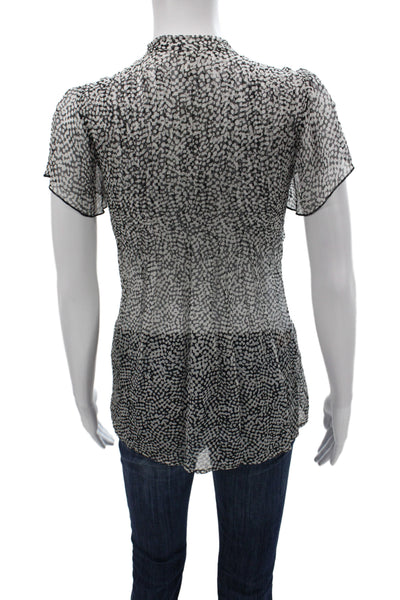 Joie Women Black V-Neck Abstract Short Sleeve Shirt Size S