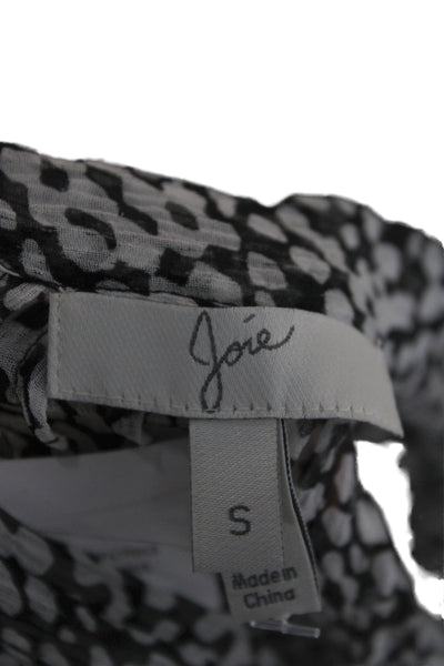 Joie Women Black V-Neck Abstract Short Sleeve Shirt Size S