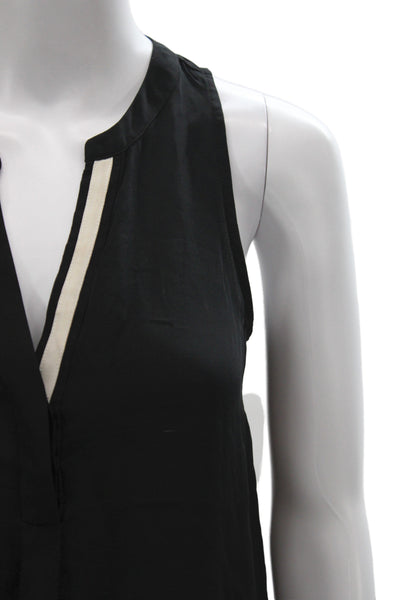 Joie Women Silk V Neck Sleeveless Shirt Black Solid Size XS