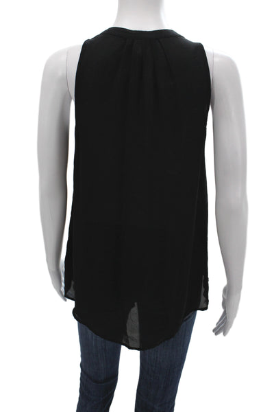 Joie Women Silk V Neck Sleeveless Shirt Black Solid Size XS