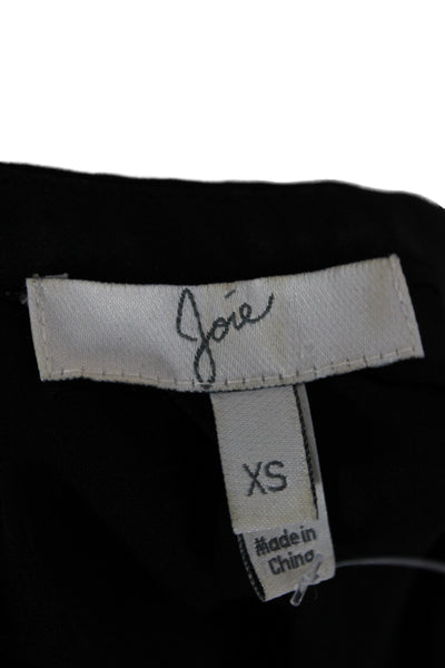 Joie Women Silk V Neck Sleeveless Shirt Black Solid Size XS