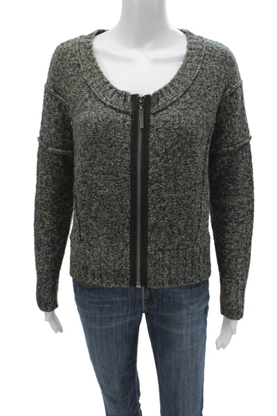 kensie Womens Gray Knit Scoop Neck Long Sleeve Cardigan Casual Size S