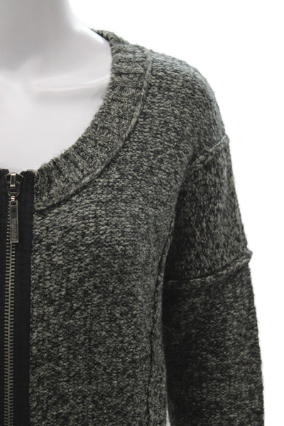 kensie Womens Gray Knit Scoop Neck Long Sleeve Cardigan Casual Size S