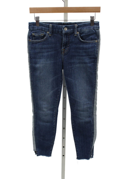 7 For All Mankind Womens Ankle Jeans Blue Mid Rise Button Fly Size 25