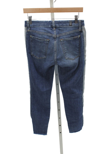 7 For All Mankind Womens Ankle Jeans Blue Mid Rise Button Fly Size 25