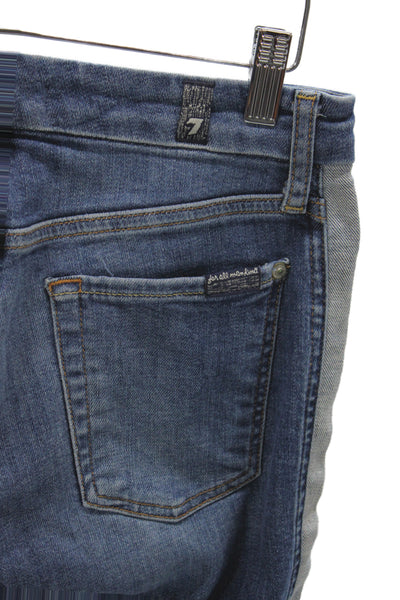 7 For All Mankind Womens Ankle Jeans Blue Mid Rise Button Fly Size 25