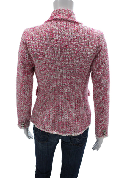 Aqua Women Basic Jacket Pink Plaid Button Long Sleeve Size XS