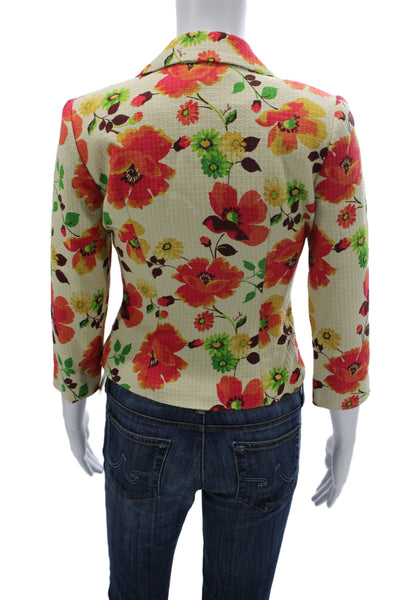 Walter Womens Blazer Multicolor Silk Floral Button Size 2