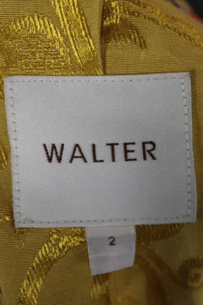 Walter Womens Blazer Multicolor Silk Floral Button Size 2