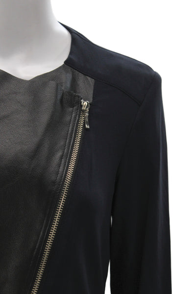 Iris Setlakwe Womens Biker Jacket Black Acetate Zip Long Sleeve Size M