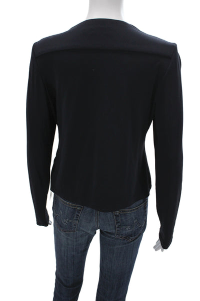 Iris Setlakwe Womens Biker Jacket Black Acetate Zip Long Sleeve Size M